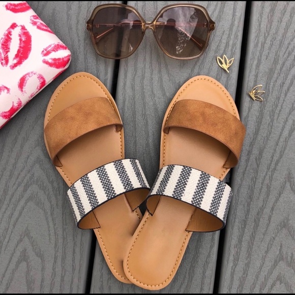 Aluna Levi Shoes - SUNNY DAY Camel & Stripes Slip-On Flats!